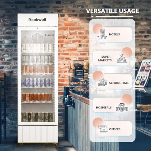 Image of ROCKWELL RVC500A Single Glass Door Visi Cooler, Internal LED, Dynamic Cooling,4 Year Warranty (White)