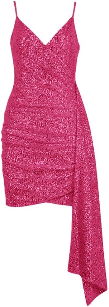 Jorshiman Sparkly Homecoming Dresses for Teens 2024 Pleated Sequin Prom Cocktail Graduation Dresses with Train