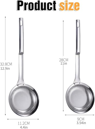 Miniatura 5 de Colador de acero inoxidable de malla fina, colador de malla fina de acero inoxidable 2024 para filtro de aceite, desnatar grasa y espuma, cuchara