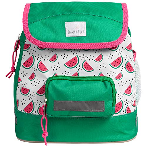 Emma & Noah Sac à Dos Petite Baleine pour Enfant, 2-6 Ans, imperméable, avec réflecteurs, Ceinture pectorale, Sac à Dos pour bébé/Enfant/Tout-Petit, école Maternelle (Pastèque)