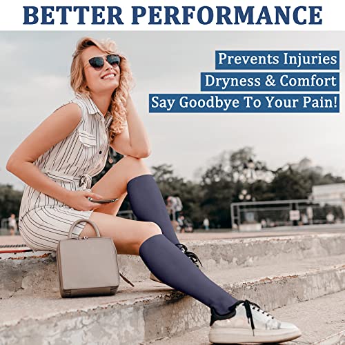 Image of FEYHAY Copper Compression Socks (3 Pairs) 15-20 mmHg Circulation is Best Athletic & Daily for Men & Women, Running, Climbing