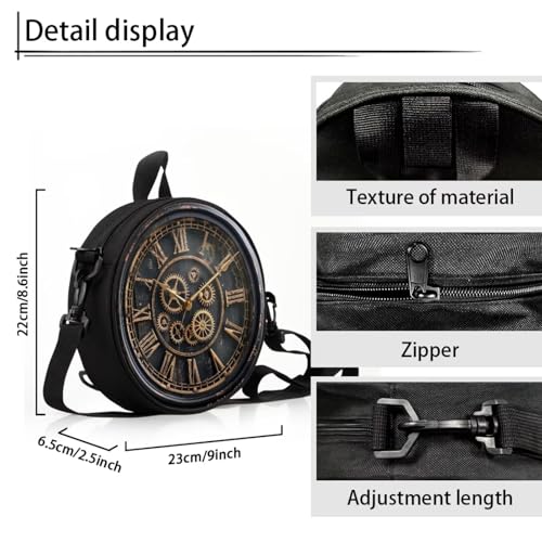 Image of Women Novelty Round Clock Shape Zippered Clock Purses for Women Tote Handbag Shoulder Bag, Gift for Mom Girlfriend