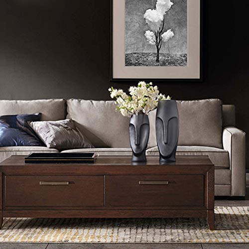 Abstracte Menselijk Gezicht Glazen Vaas Thuiskantoor Woonkamer Tv Aanrecht Vaas Gedroogde Bloemen Simulatie Bloem Decoratie Vaas 47x16cm, 35x15cm, 2 Stuks - Afbeelding 6