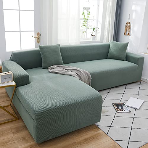 OKJK Housse de canapé d'angle imperméable élastique Tissus Doux et Confortables Housse Protection canap, Tout Compris Quatre Saisons Universel pour canapé...