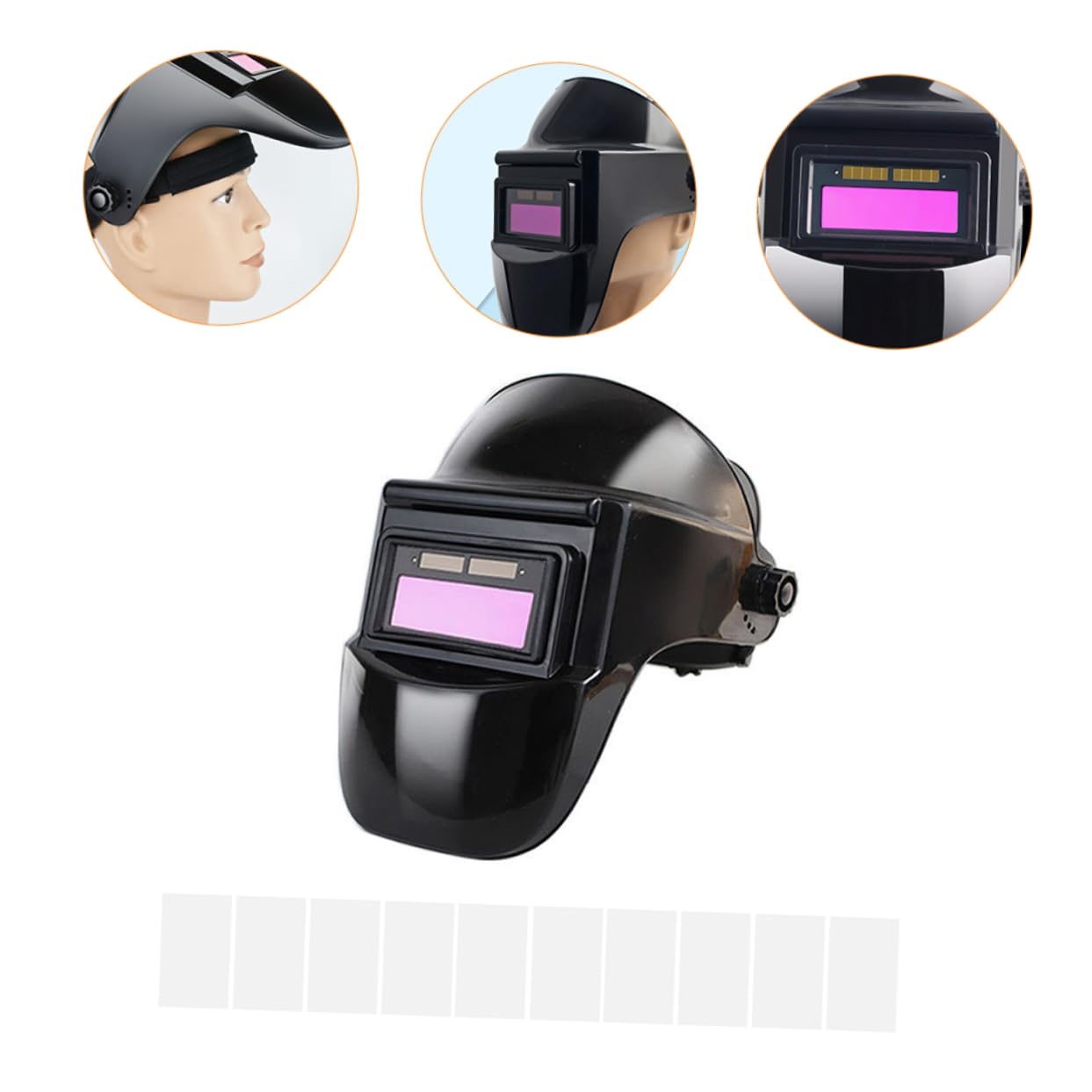 HOMSFOU Maschera per Saldatura Automatico Oscuramento Lcd Leggera in PC Nero Protezione Viso per Lavori di Saldatura