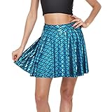 Mxssi Fischschuppen Röcke Frauen Party Nette Meerjungfrau Mini Flared Skater Rock Hellblau S