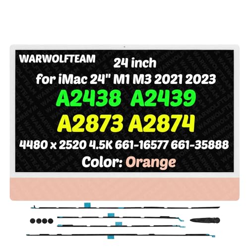 Image of 24in Compatible with iMac A2873 M3 2023 All in One EMC 8206 MQRQ3xx /A MQRR3xx /A MQRV3LL /A 4480 x 2520 4.5K LCD Screen Display Assembly(661-16577 661-35888 Orange)