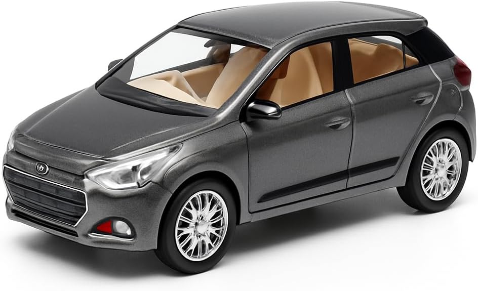Sheel® i20 Kids Toy Car – Pull Back Action, Plastic Scale Model, Grey Color, 14.3 x 6.3 x 5.2 cm, Birthday Gift for Boys & Girls