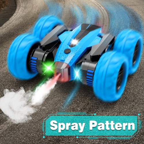 RC Cars, 2.4GHz Fast Stunt RC Car, 4WD Double Sided 360° Rotating RC Trucks with Headlights, High Speed Off Road Stunt Truck, Cool Spray Patterns, Remote Control Cars Toy for Boys Girls - Image 5