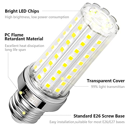 Fannicoo MT-E26-CORNBULB20W-6500K Led Corn Light Bulb 150W Equivalent 2000 Lumen 6500K Cool Daylight White 20W E26/E27 Base Non-Dimmable Ceiling Fan Corn Lighting thumb #6