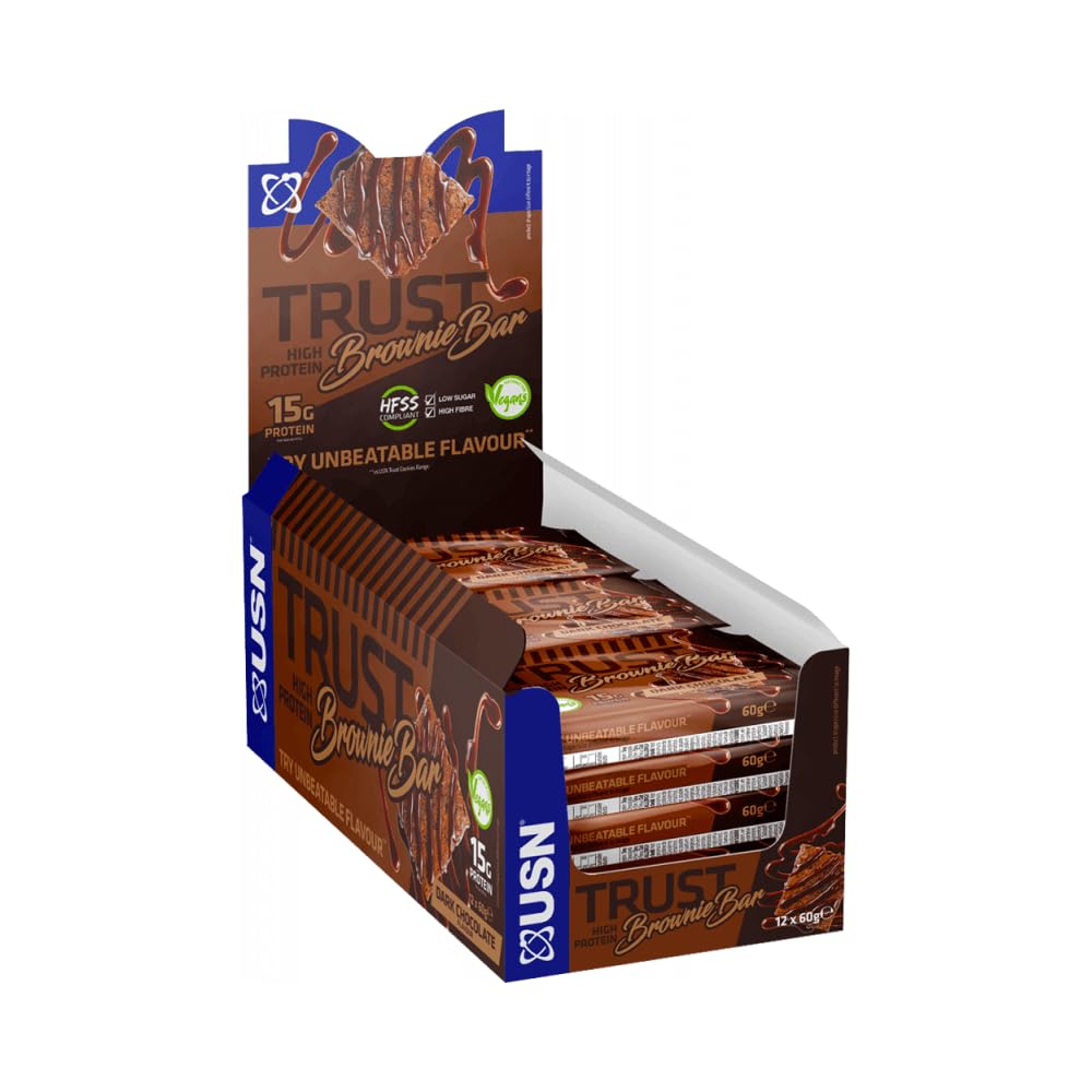 USN Trust Vegan Protein Brownie Bar (12x60g) Dark Chocolate - Bars - Protein Bars
