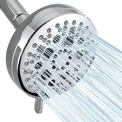 TRJIKAG High Pressure Shower Head, 7-Spray Mode Adjustable Showerhead with 4-Inch Round Head, High...