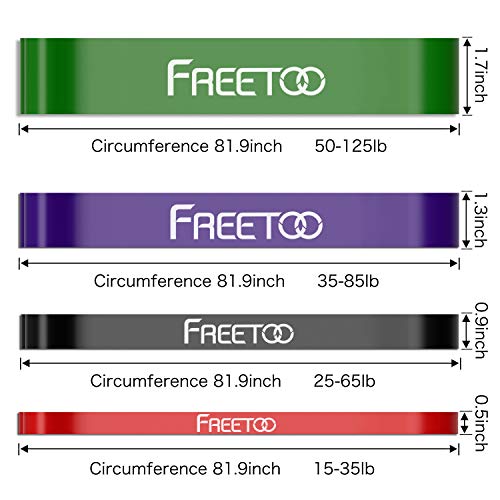 image for FREETOO Pull Up Bands for Women & Men [100% Natural Latex] Light Resis