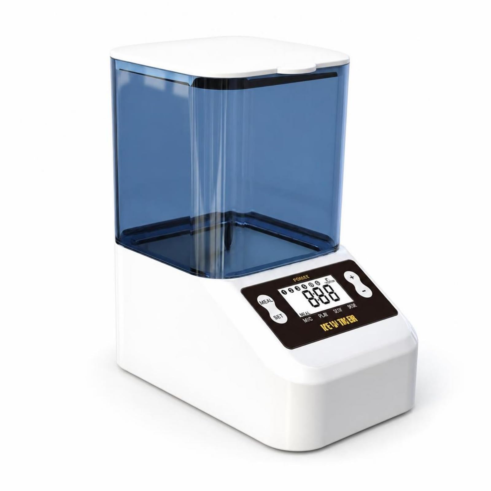 Gralara Mangiatoia con Regolatore di Tempo Programmabile Distributore Automatico di Cibo Digitale Alimentatore con Cavo USB per Acquariofili, Bianco, 1000ml Doppia Alimentazione Grandi Granuli