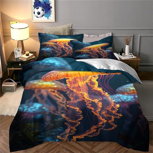 Housse de couette méduse 3D imprimé premium en microfine douceur océanique - 6