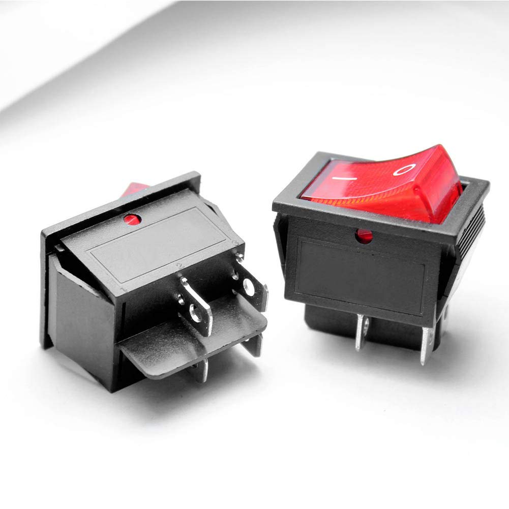 Luce rossa 4 pin DPST ON/OFF interruttore a bilanciere 15A/250V 20A