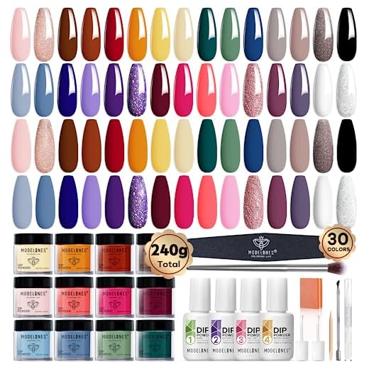 Modelones 42 Pcs Dip Powder Nail Kit Starter, 30 Spring into Summer Colors Dipping Powder Kit, Trendy Nude Pink Red Blue Green Dip Powder System Essential Kit with Dip Liquids Set for DIY French Nail Manicure Home Salon, No Needed Nail Lamp