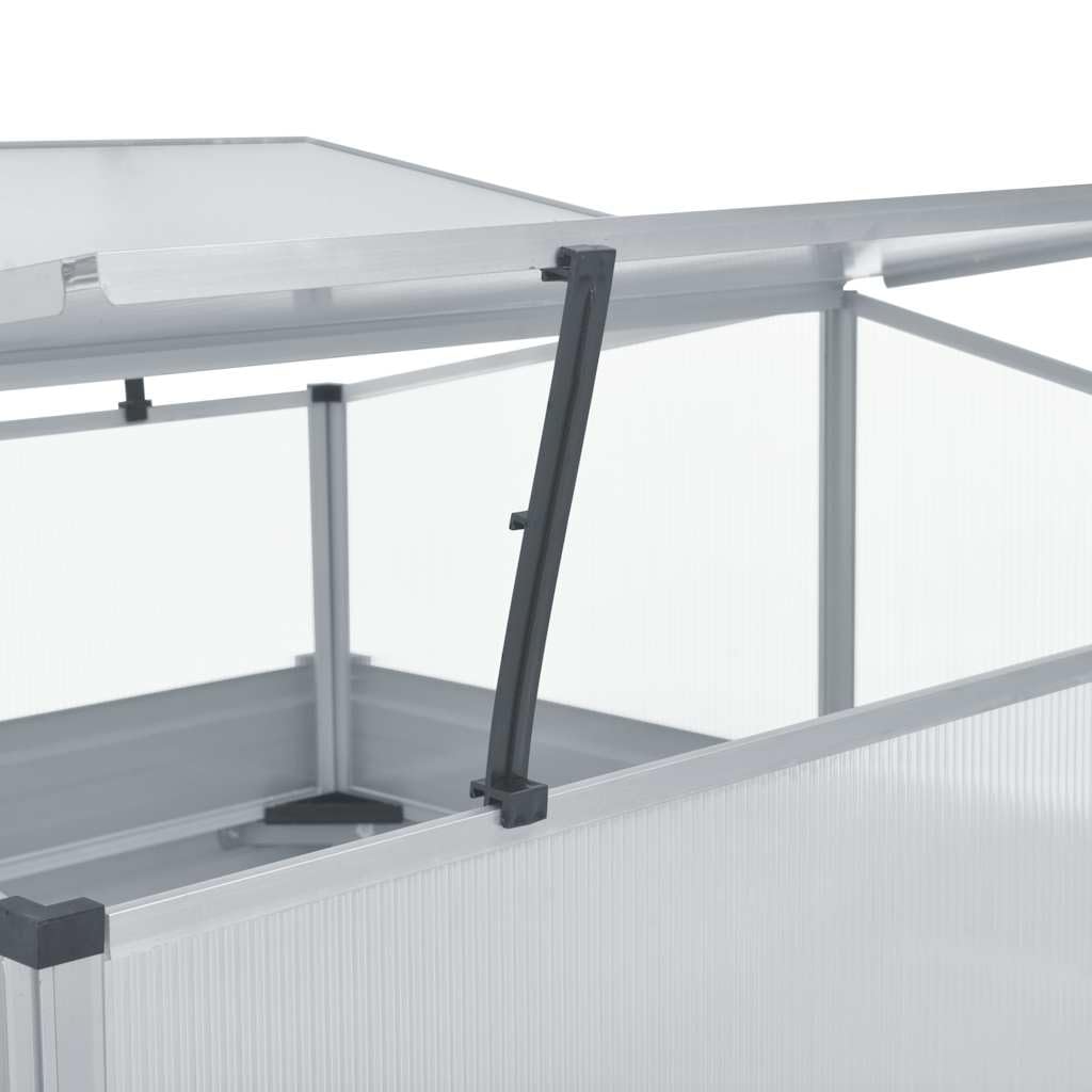 Gewächshaus Grau 100x100x85 cm Verzinkter Stahl Aluminiumrahmen Pflanzgefäß für Balkon Terrasse Garten Kräuter Anzucht mit Sicherheitskanten