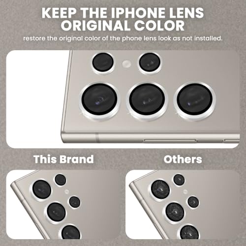 Image of ArmourPro Camera Lens Protector for Samsung Galaxy S24 Ultra with Auto Alignment Installation Frame, AR+AF Coated Tempered Glass Camera Rings, Anti-Scratch, Case Friendly | Silver