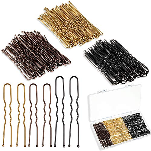 180 Pieces U Hair Pins Bobby Pins U Shape Hair Clips Bun Hair Pins Hair Clips for Updo Hairstyles Hair Styling Accessories for Woman Girls, 3 Colors