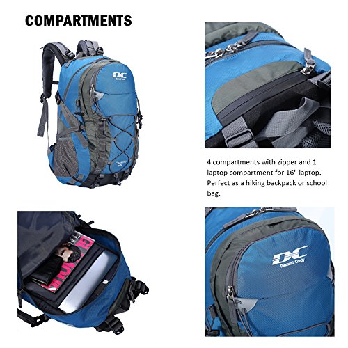 Diamond Candy Waterproof Hiking Backpack For Men And Women, Lightweight Day Pack For Travel Camping, Blue, 40L #TOP3