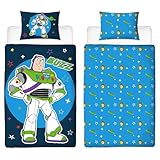 Disney Juego de Funda nórdica Individual con Licencia Oficial Toy Story | Diseño «Catching Stars», Ropa de Cama Reversible por Ambos Lados Que Incluye Funda de Almohada a Juego