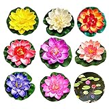 Qunkun 8 Stück Schwimmende Blumen, Künstliche Seerosen, schwimmend Lotusblüten, Lotusblüte Wasserlilie, Eva Lotus Flower Teich für Verwendet in Pools, Aquarien, Bachszenen