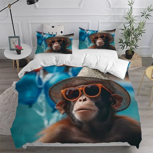 Housse de couette double animaux microfibre 200x200 parure lit imprimé 3D - 6