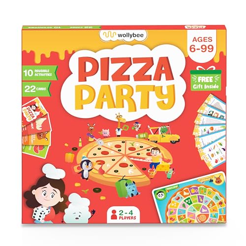 Image of Pizza Party Educational Board Game for Kids Ages 6+ | Learn Vegetables & Counting | 22 Cards & 4 Playing Pieces | Family Game Night, Birthday & Return Gift | Made in India
