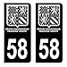 HADEXIA Autocollant Stickers Plaque immatriculation Voiture Auto département 58 Nièvre Logo Bourgogne-Franche-Comté Full Noir Lot de 2