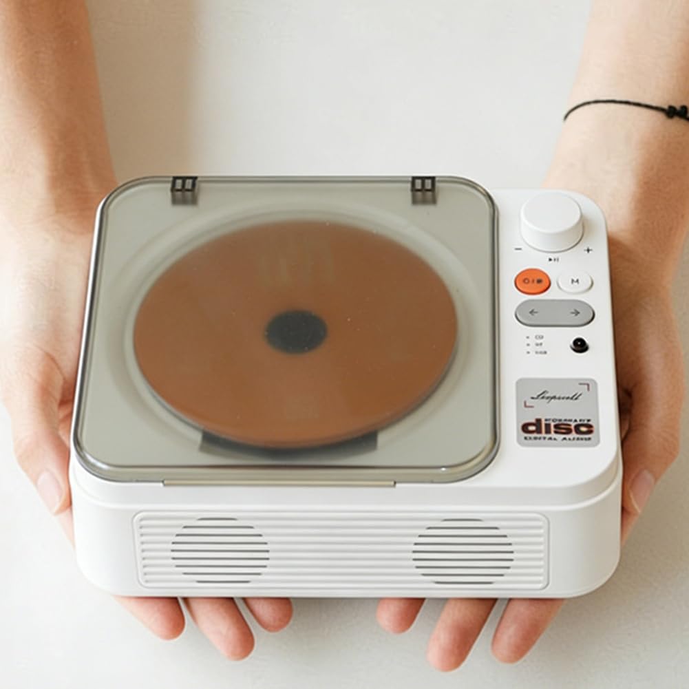 Lettore CD Sound Box Bayin con Bluetooth Bidirezionale e unità Flash USB Ricaricabile, Lettore Audio retrò.