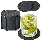16er Set Filz Untersetzer, Filzuntersetzer für Getränke, Design Glasuntersetzer in dunkelgrau für Getränke, Kerzen, Tassen, Bar, Glas Tisch Deko
