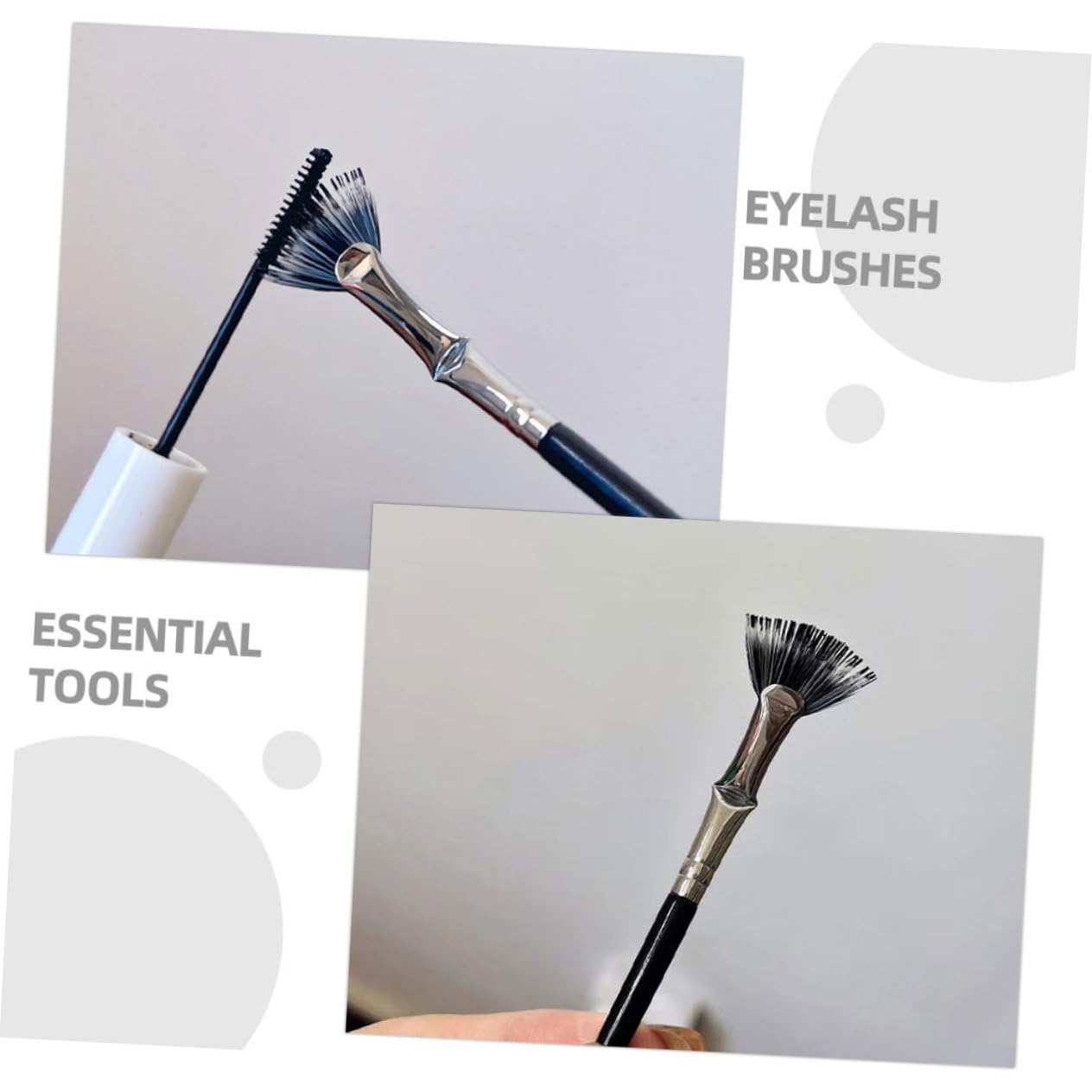 Beavorty Mascara Brush Set 3pcs Fan Brushes for Lashes Mascara Separator Tool Eyelash Tools Soft Comfortable Bristles