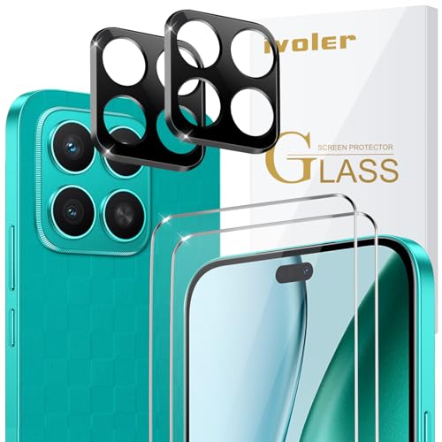 ivoler 2 Piezas Cristal Vidrio Templado Protector de Pantalla para Honor X8C, con 2 Piezas Protector de Lente de Cámara, 9H Dureza, Antiarañazos, Sin Burbujas