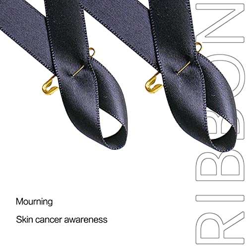 Image of 200 Pieces Black Satin Awareness Ribbons with Safety Pins 1.4 * 3 inch