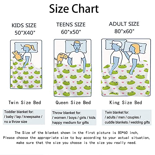 Auhomea Cute Frogs With Hearts Throw Blanket Lightweight Flannel Fleece Blankets Warm And Cozy Throws For Winter Bedding And Couch 50"X40" Inches For Kids Adults #TOP3