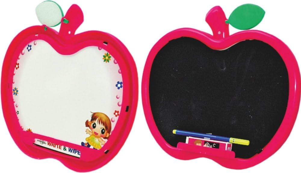 The Voila Company 2 in 1 Double Sided Slate White & Green Slate for Kids Double Side Slate Board with Colorful Aluminum Frame with Chalk (Set of 6) 1