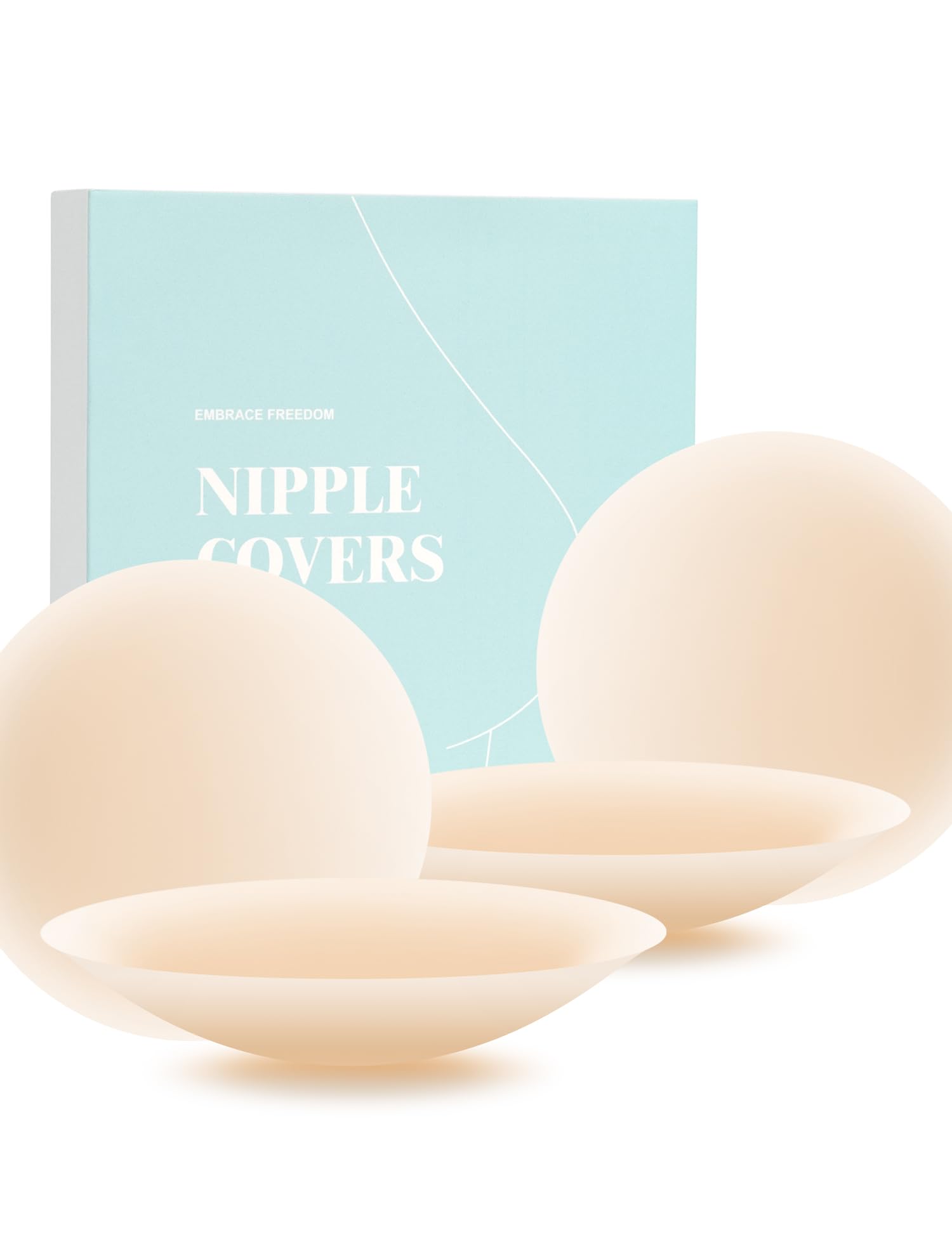 GEWIMO Nipple Covers No Show, 2 Pairs Sticky Adhesive Silicone Nipple Pasties for Women Reusable Pasty Strapless Bra Dress