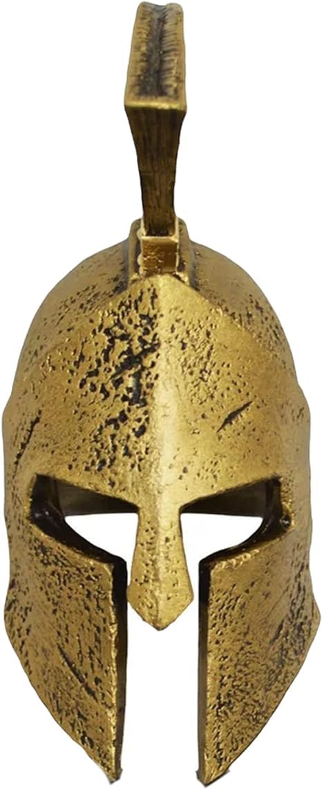 Antique King Leonidas Helmet Spartan Hero Alabaster Small Sculpture with Bronze Effect Helmet for Cosplay Roleplay Theater Play Replica by Antique House Craft