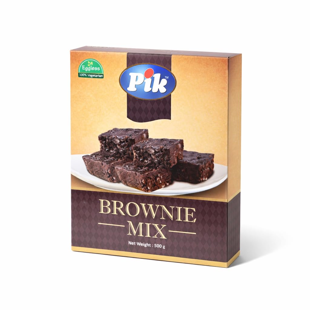 Pik Eggless Brownie Mix, 500g | Rich, Fudgy & Chewy Brownies | Easy Home Baking