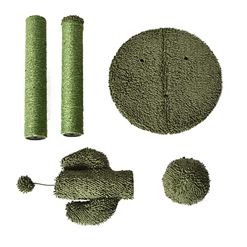 Image of Amazon Basics Sisal Cat Scratching Post, Indoor Cactus Triple Posts for Cats & Kittens with Dangling Ball, Small, 22.4 inchH, Green