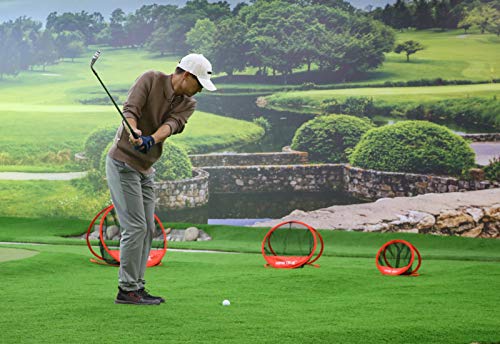 3 Piece Golf Chipping Practice Net And Mat, Portable Collapsible Target Training System With Carrying Case, Orange #TOP3