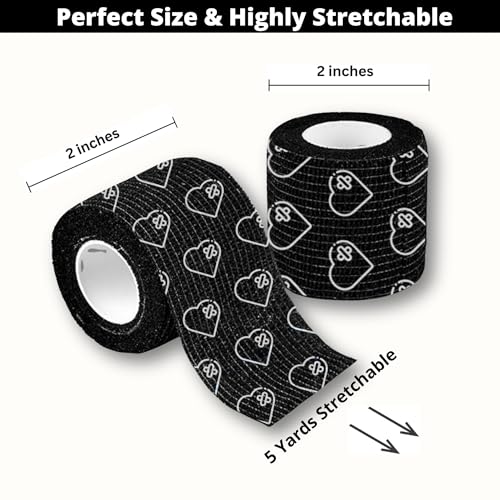 JOINTHERA Premium Latex Free Self Adhesive Bandage Wrap - 2 Inch x 5 Yards, 6 Pack | Elastic Cohesive Bandages, Vet Wound Tape for Pet, Athletic Adherent Grip for Sports, Medical and Tattoo Supplies