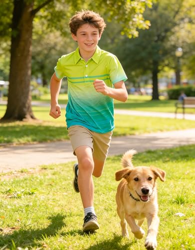 westwolf Boys Hawaiian Polo Shirt Golf Yellow Blue Stripes 7-8 Years - image 2