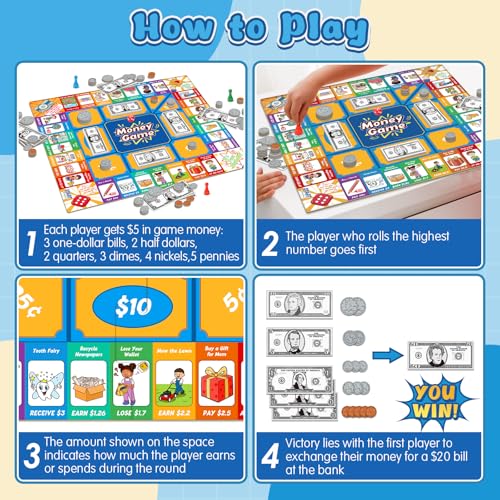Juego educativo de mesa para niños con dinero y matemáticas miniatura 3