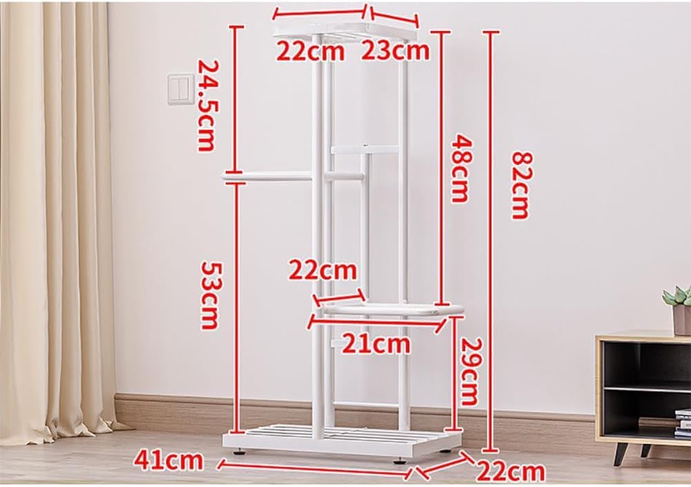 4 Tier Metal Plant Stand for Indoor Outdoor, Tall Corner Plant Shelf for 5 Pots with 360° Rotating Trays, Heavy Duty Carbon Steel Flower Holder for Balcony Patio Living Room, Tool-Free Assembly