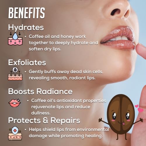 Image of Bee & Beauty Moisturizing Lip Serum Roll On - 5ml | With Aromatic Coffee Infusion | Nourishes, Hydrates and Gently Exfoliates | For Men and Women | Natural Pink Lip Roll On For Daily Lip Care