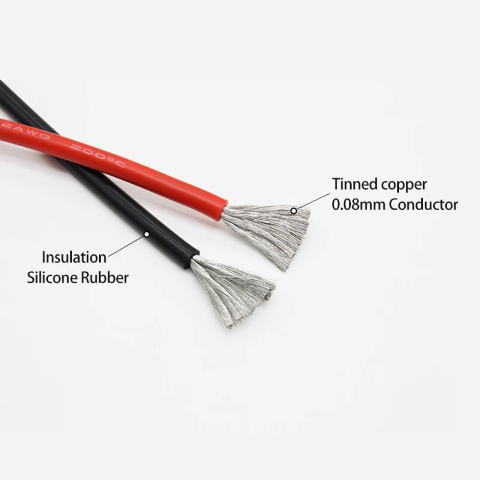 1~20m Cavi di gomma silicone ultra morbido 26 24 22 20 18 16 14 12 10 8 6 4AWG elettrici resistenti al calore 200(White; 10 meters; 16AWG)