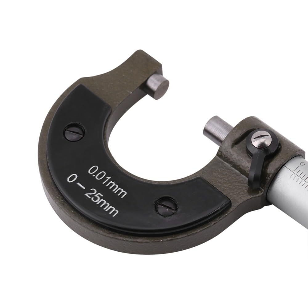 0-25mm Digital Outside Micrometer - High Precision Thickness Gauge for Metalworking with Carbon Steel Frame, 0.01mm Resolution