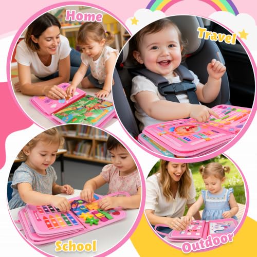 Image of Toddler Toys Busy Board, Montessori Toy Busy Book for 1 Year Old Girl Gifts